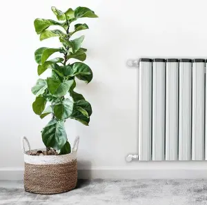 Aluminum Designer Horizontal Radiator Compatible with Heat pump. Energy Efficient. Model "Pioneer" White