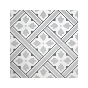 Laura Ashley Mr Jones Steel Grey Matt Patterned Ceramic Wall & floor Tile Sample