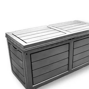 320L Litre Dark Grey Plastic Waterproof Outdoor Garden Storage Box