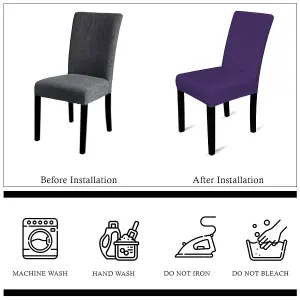 220GSM Universal Dining Velvet Chair Cover, Dark Purple - Pack of 1