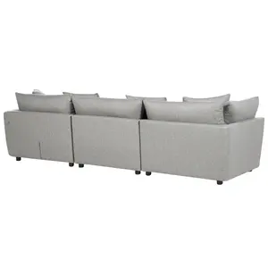 3 Seater Fabric Sofa with Ottoman Light Grey SIGTUNA