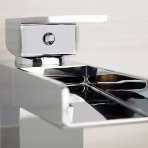 Casio Polished Chrome Deck-mounted Waterfall Basin Mono Mixer Tap