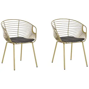 Set of 2 Dining Chairs HOBACK Metal Gold