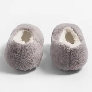 Ladies Bed Slipper Socks Soft Warm Teddy Fleece Sherpa Lounge Fluffy, Grey - M/L