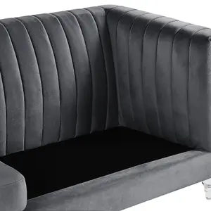 3 Seater Velvet Fabric Sofa Grey ARVIKA