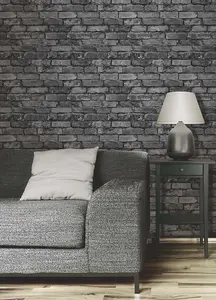 Charcoal Brick Effect Wallpaper Fine Decor FD31284