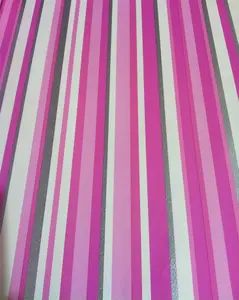 Silver Pink White Stripe Wallpaper Striped Metallic Bold Washable Feature