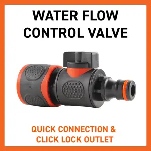 garden watering hose /irrgation flow control valve male-femaleclick-lock/ thread (FEMALE-MALE CLICK-LOCK)