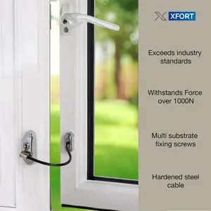 XFORT 4 Pack Viper Key Locking Cable Window Restrictor in Polished Chrome