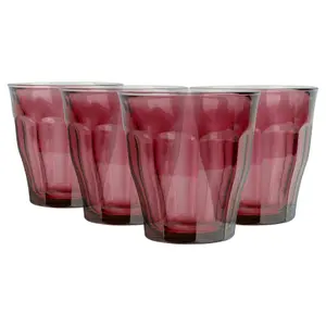 Picardie Glass Tumblers - 250ml - Plum - Pack of 4