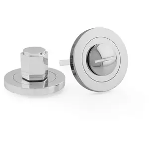 Industrial Hex Thumbturn & Release Lock - Polished Chrome - Bathroom Door WC