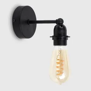 ValueLights Cambourne Black Indoor Wall Light and E27 Pear LED 4W Warm White 2200K Bulb