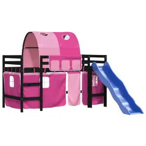 Berkfield Kids' Loft Bed with Tunnel without Mattress Pink 90x200 cm