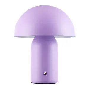 Modern Rechargeable Mushroom Table Lamp in Mat Lilac with Touch Dimmer Button