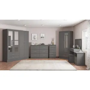 Cascio 2 Drawer Bedside Table 3D Effect Grey