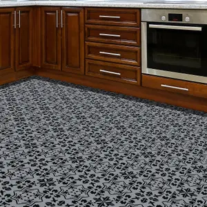 Dark Cement Seamless Floral Pattern Self-adhesive kitchen, bathroom, home floor