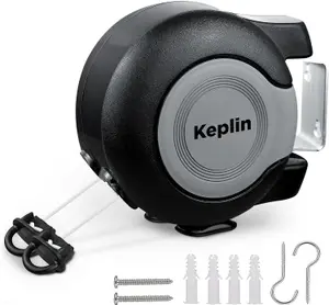 KEPLIN Retractable Washing Line - 30m Outdoor Clothesline, Wall Mountable and Heavy Duty Laundry Airer (30 Metres)