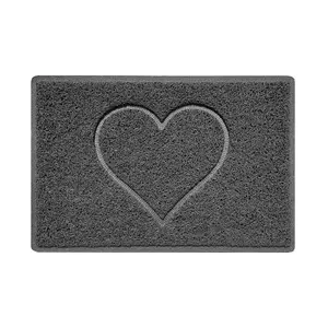 Nicoman Dark Grey Heart Embossed Spaghetti Coil Door Mat Dirt-Trapper Washable Barrier Doormat 60cm x 40cm