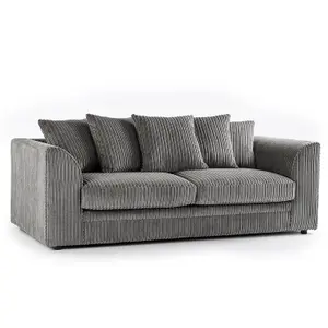 Chicago Jumbo Cord 3 Seater Sofa Grey