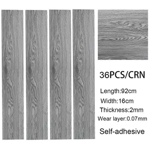 Set of 36 Grey Rustic Lifelike Wood Grain Self Adhesive Vinyl PVC Laminate Flooring, 5m² Pack