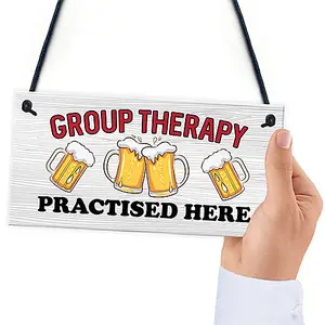 Red Ocean Funny GROUP THERAPY Sign Bar Signs And Plaques Home Decor Man Cave Shed Sign Friendship Gifts