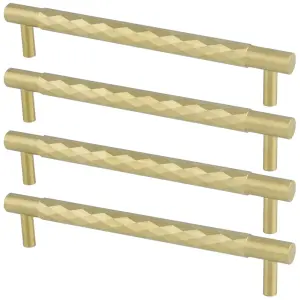 4 PACK - Diamond T Bar Pull Handle - Satin Brass - 160mm Centres SOLID BRASS Drawer