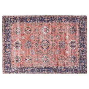 Cotton Area Rug 140 x 200 cm Red and Blue KURIN