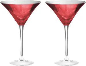 Artland Alpine Red Decorative Martini Glasses 250ml - Set of 2