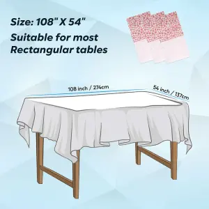 White Plastic Tablecloth, Rose Gold Polka Dot Printed Waterproof Table Cover - 54"x108"