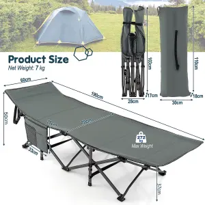 Costway 190 x 70 cm Folding Camping Cot Adults Portable Travel Sleeping Cot w/ Carry Bag