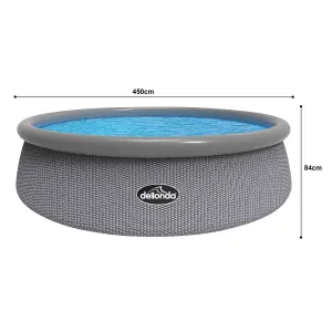 Dellonda 15ft 450cm Round Garden Kids Paddling Swimming Pool & Pump Grey Rattan