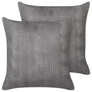 Set of 2 Cushions CONSTYLIS Cotton 45 x 45 cm Solid Dark Grey