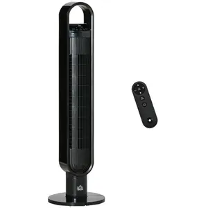 HOMCOM Freestanding Anion Tower Fan Cooling for Bedroom w/ Oscillating, Black