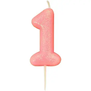 Anniversary House Glitter 1st Birthday Pick Candle Pink (One Size)