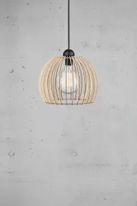 Nordlux Chino 30 Indoor Living Dining Wood Pendant Ceiling Light in Nature (Diam) 30cm