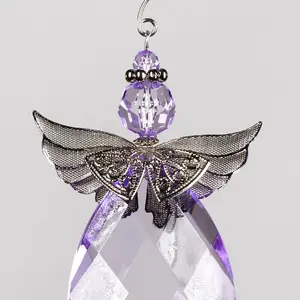 Acrylic Crystal Angel Hanging Figurine Ornament Purple/Silver