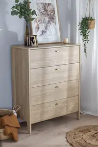 COSY Modern  Chest Of Drawers (H)1160mm x (W)920mm x (D)400mm - Stylish Bedroom Storage Solution with Four Generous Drawers