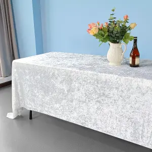 Diamond Velvet Rectangle Tablecloth, White , 90 Inch x 156 Inch