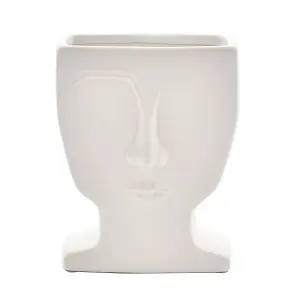 Hestia Matt White Abstract Face Vase