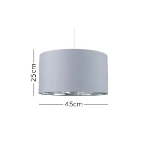 ValueLights Reni Grey and Chrome X-Large Ceiling Pendant Light Shade