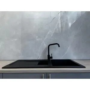 Liquida ELL15BL 1.5 Bowl Comite Reversible Inset Black Kitchen Sink With Wastes