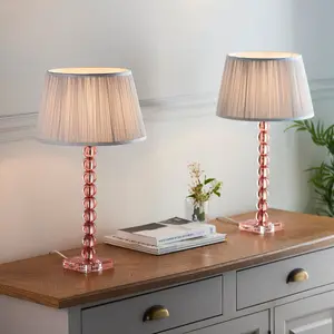 Luminosa Adelie Base Only Table Lamp, Blush Crystal Glass, Bright Nickel Plate