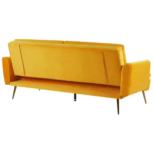 Beliani Modern Sofa Bed VETTRE Yellow Velvet