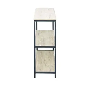 sweeek. 3-level industrial bookcase with wood and metal effect Loft Black 120x30x80 cm