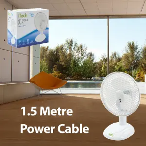 8 Inch White Desk Fan Oscillating 2 Speed Table Top Cooling Device - iTech