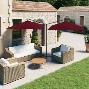 Berkfield Double Parasol with Steel Pole Bordeaux Red 600x300 cm