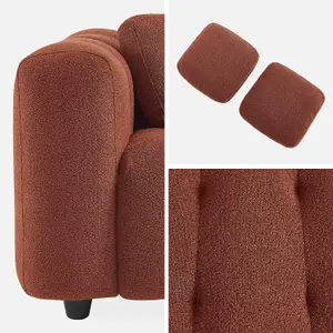 sweeek. 3-seater sofa upholstered in textured boucle fabric Leon Terracotta 229x99x71 cm