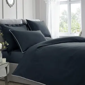 Cotton Solid Colour Duvet Cover with Pillowcases Silver / Single Duvet Cover + 1 Pillowcase