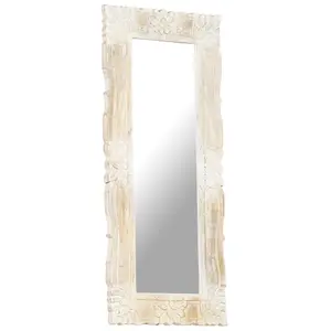 Berkfield Mirror White 110x50 cm Solid Mango Wood