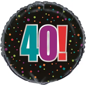 Unique Party Cheer 40th Birthday Foil Balloon Black (One Size)